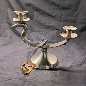 Metawa Holland Pewter Duck/Swan Double Candle Holder